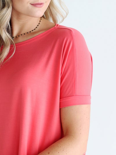 Hot Coral Short Sleeve Top